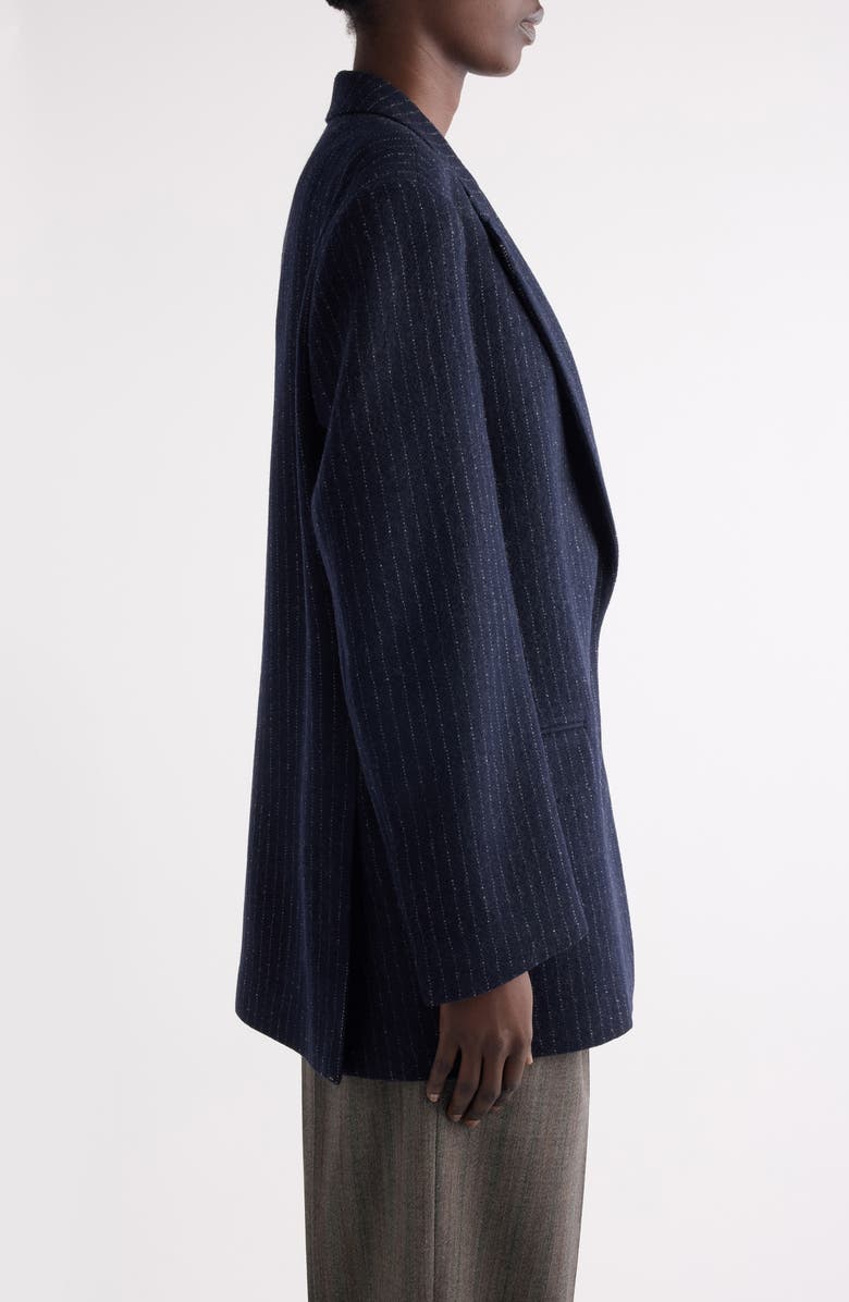 Dries Van Noten Birdy Pinstripe Wool Blend Blazer, Alternate, color, Navy