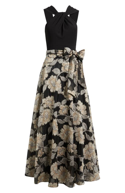 Eliza J Twist Neck Sleeveless Gown In Multi