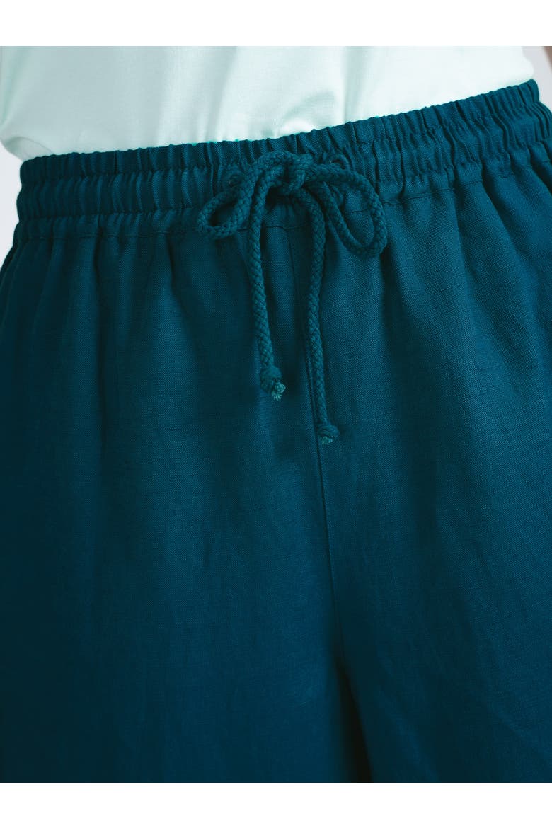 Cropped Wide Leg Linen Blend Trousers, Alternate, color, Marine Navy