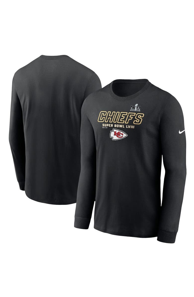 Nike Men's Nike Black Kansas City Chiefs Super Bowl LVIII Iconic Long Sleeve T-Shirt, Alternate, color,