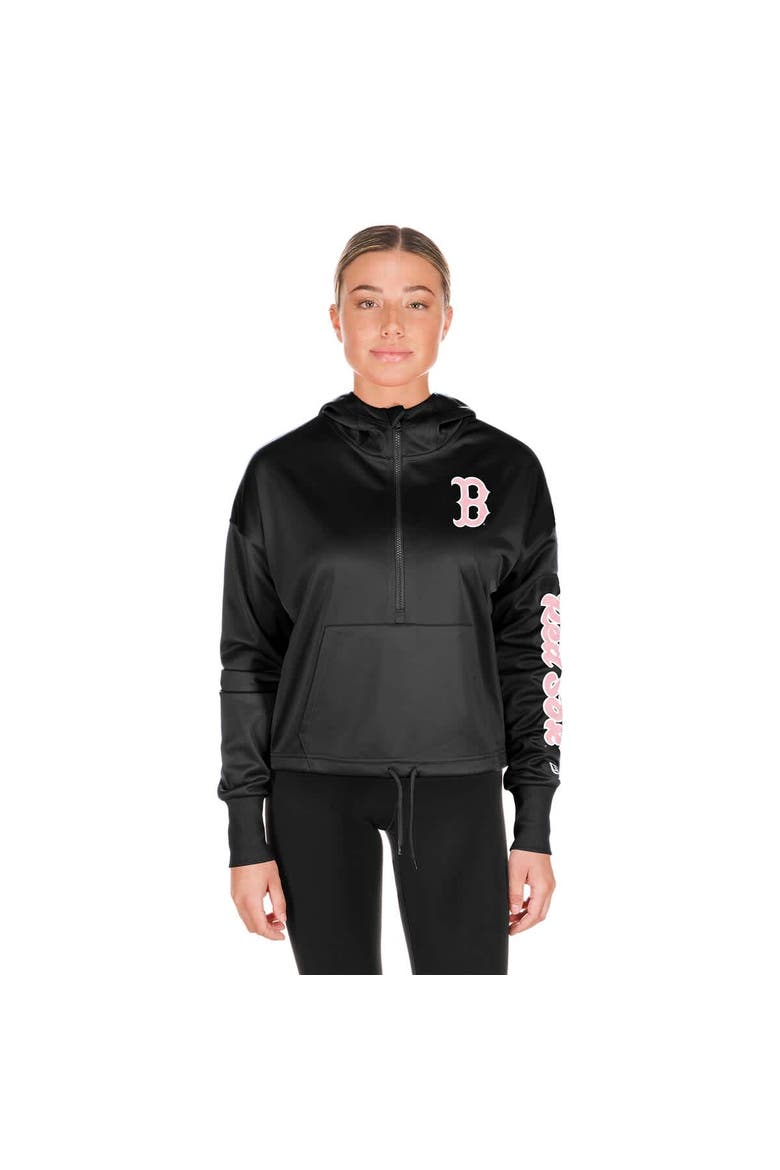 Women's New Era Black Boston Red Sox Half-Zip Hoodie, Alternate, color, Black
