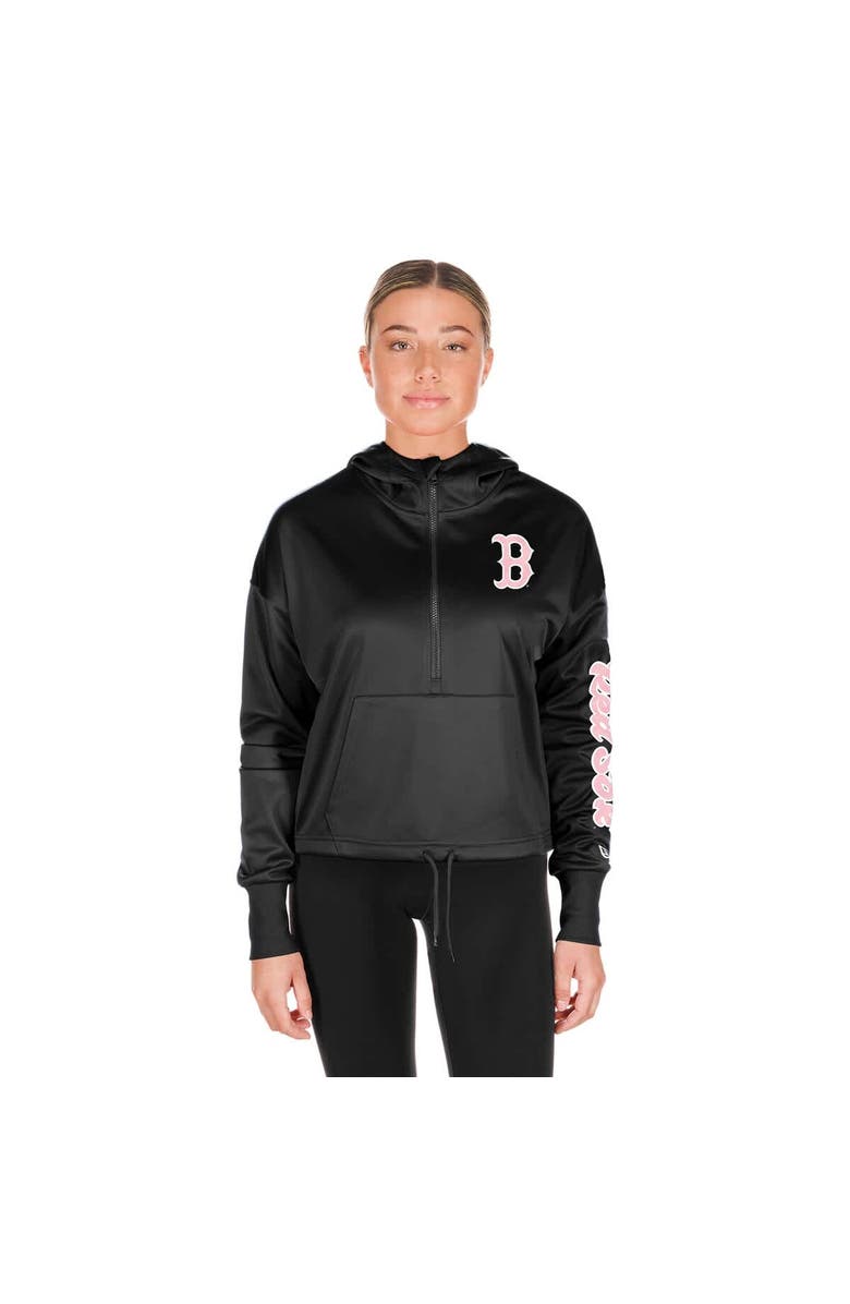 New Era Women's New Era Black Boston Red Sox Half-Zip Hoodie, Alternate, color, Black