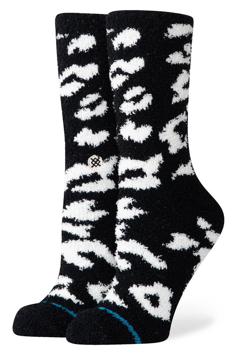 Purrfect Stretch Crew Socks, Alternate, color, BLACK