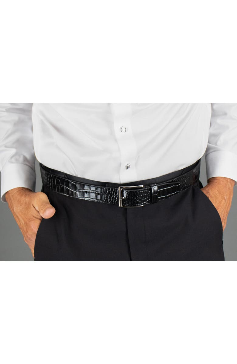 Trafalgar Matisse 35mm Mock Croc Leather Belt, Alternate, color, Black