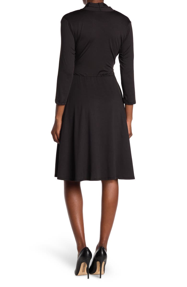 Prescott Three-Quarter Sleeve Faux Wrap Dress