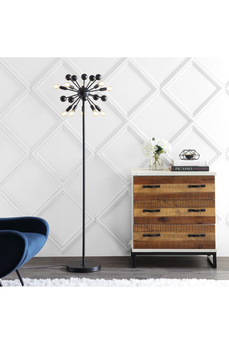 Orbit 10-Light 63" Modern Sputnik Metal LED Floor Lamp, Black, Alternate, color, Black