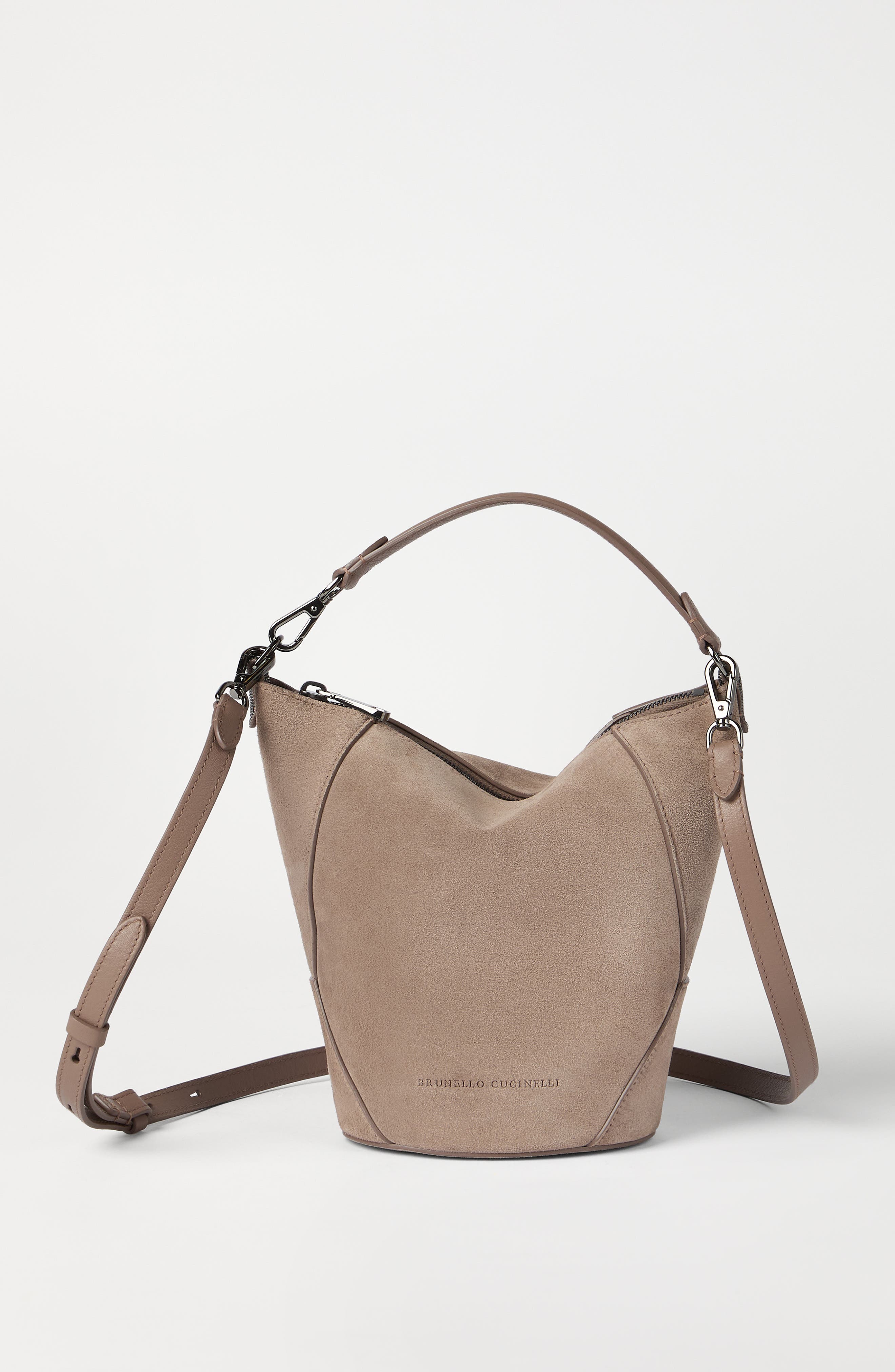 BC Duo bucket bag in suede, Alternate, color, Light Brown
