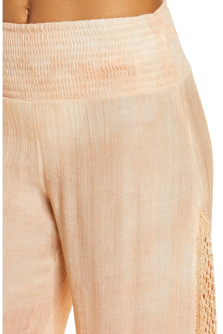 Crochet Trim Wide Leg Cover-Up Pants, Alternate, color, MELON TD
