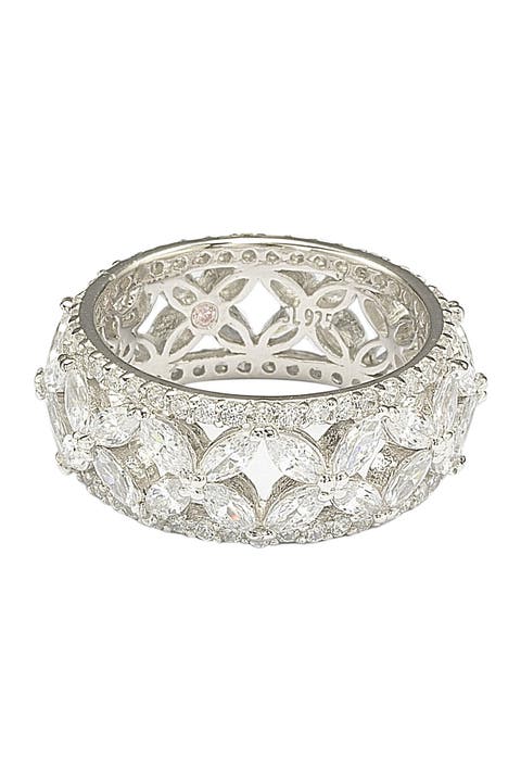 Sterling Silver CZ Cutout Flower Ring
