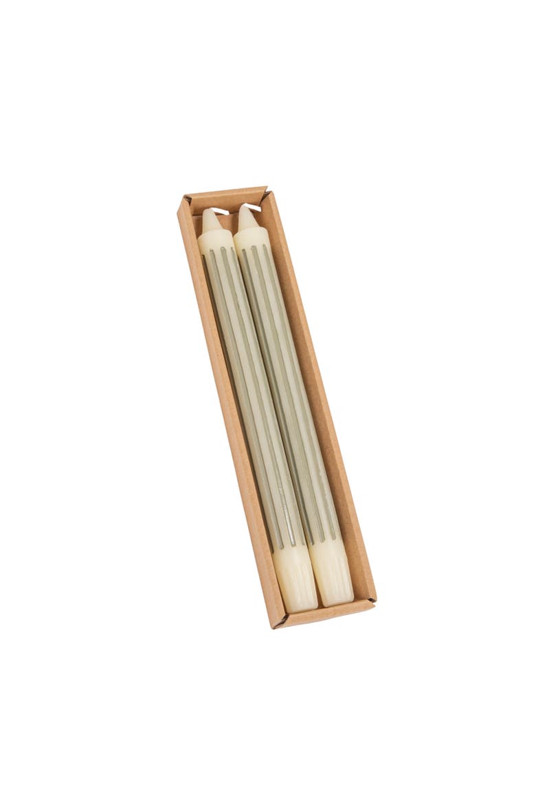 2-Piece Unscented Vertical-Striped Taper Candles, Main, color, Grey