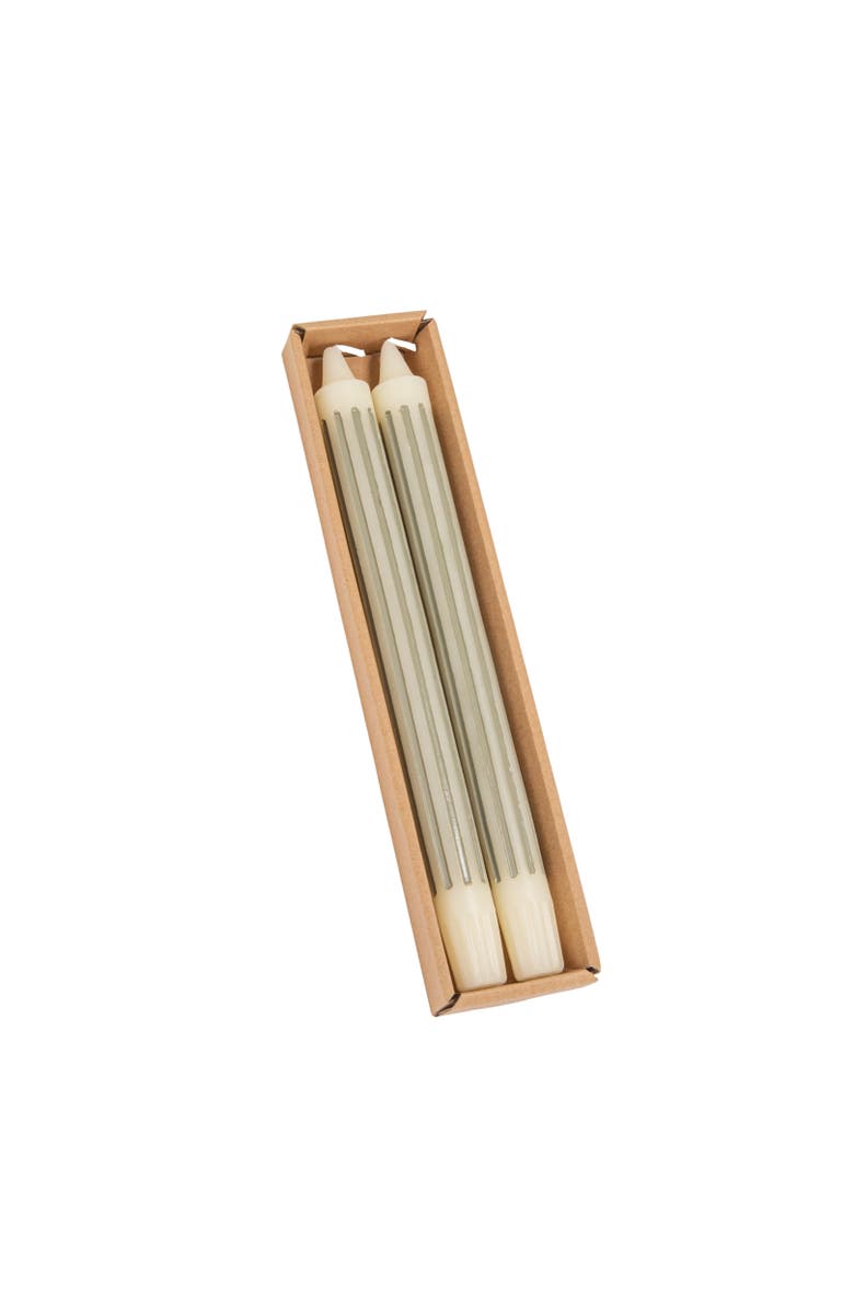 Storied Home 2-Piece Unscented Vertical-Striped Taper Candles, Main, color, Grey