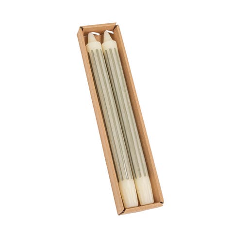 2-Piece Unscented Vertical-Striped Taper Candles