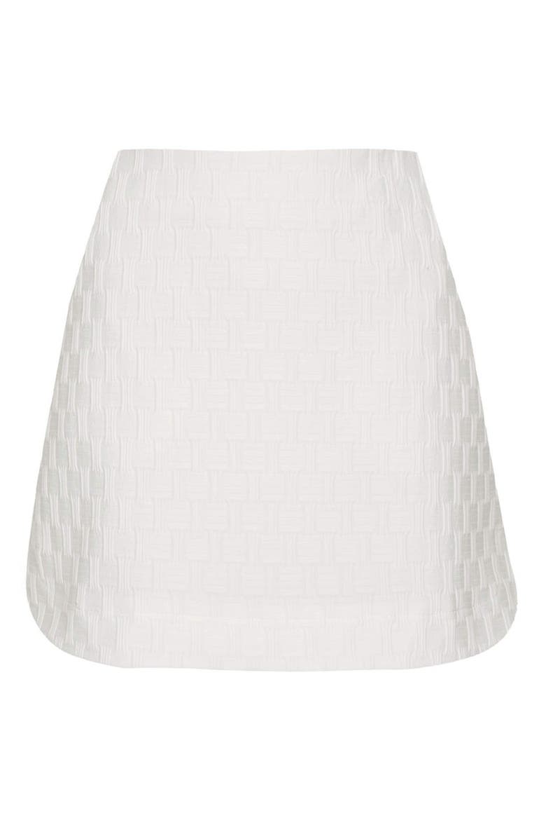 Textured Curved Hem Miniskirt, Alternate, color, IVORY