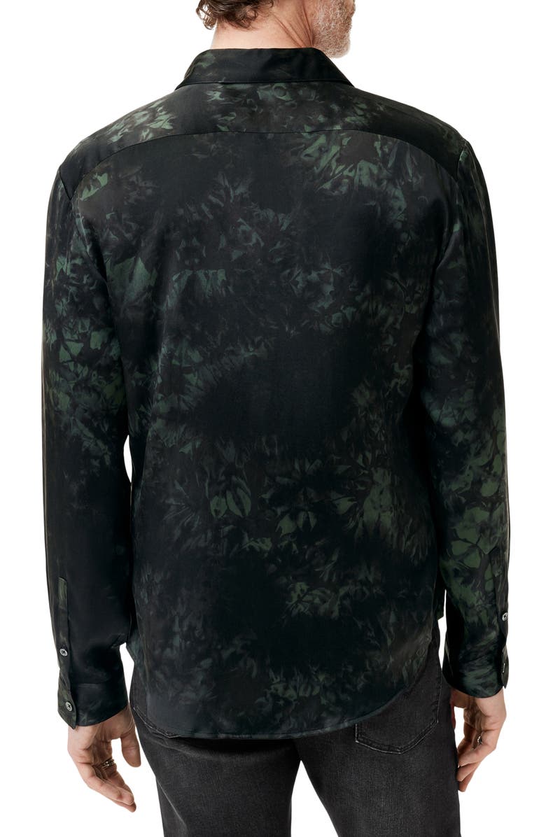 John Varvatos Pleated Front Silk Button-Up Shirt, Alternate, color, 