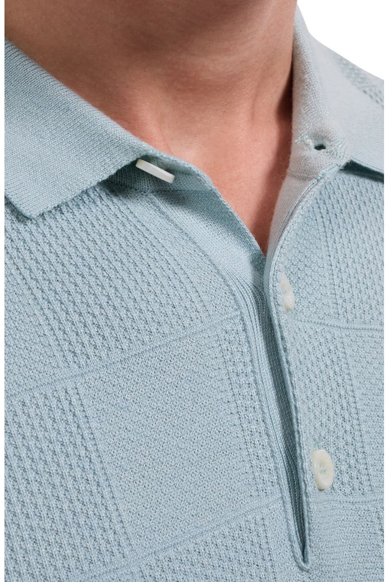 Checkerboard Stitch Polo Sweater, Alternate, color, SEAFOAM