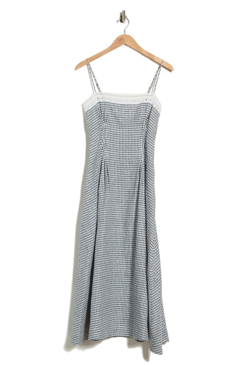 Pomona Linen Dress, Alternate, color, SLATE CHECK
