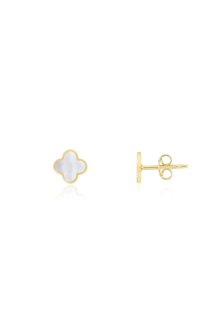 Mini Mother of Pearl Clover Stud Earrings, Main, color, Mother of Pearl