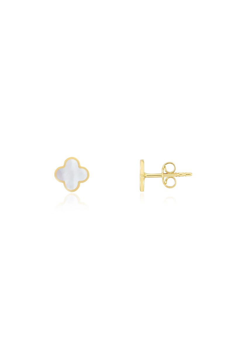 The Lovery Fine Jewelry Mini Mother of Pearl Clover Stud Earrings, Main, color, Mother Of Pearl