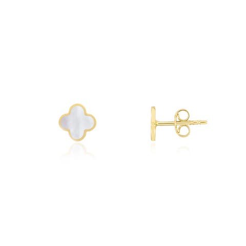 Mini Mother of Pearl Clover Stud Earrings