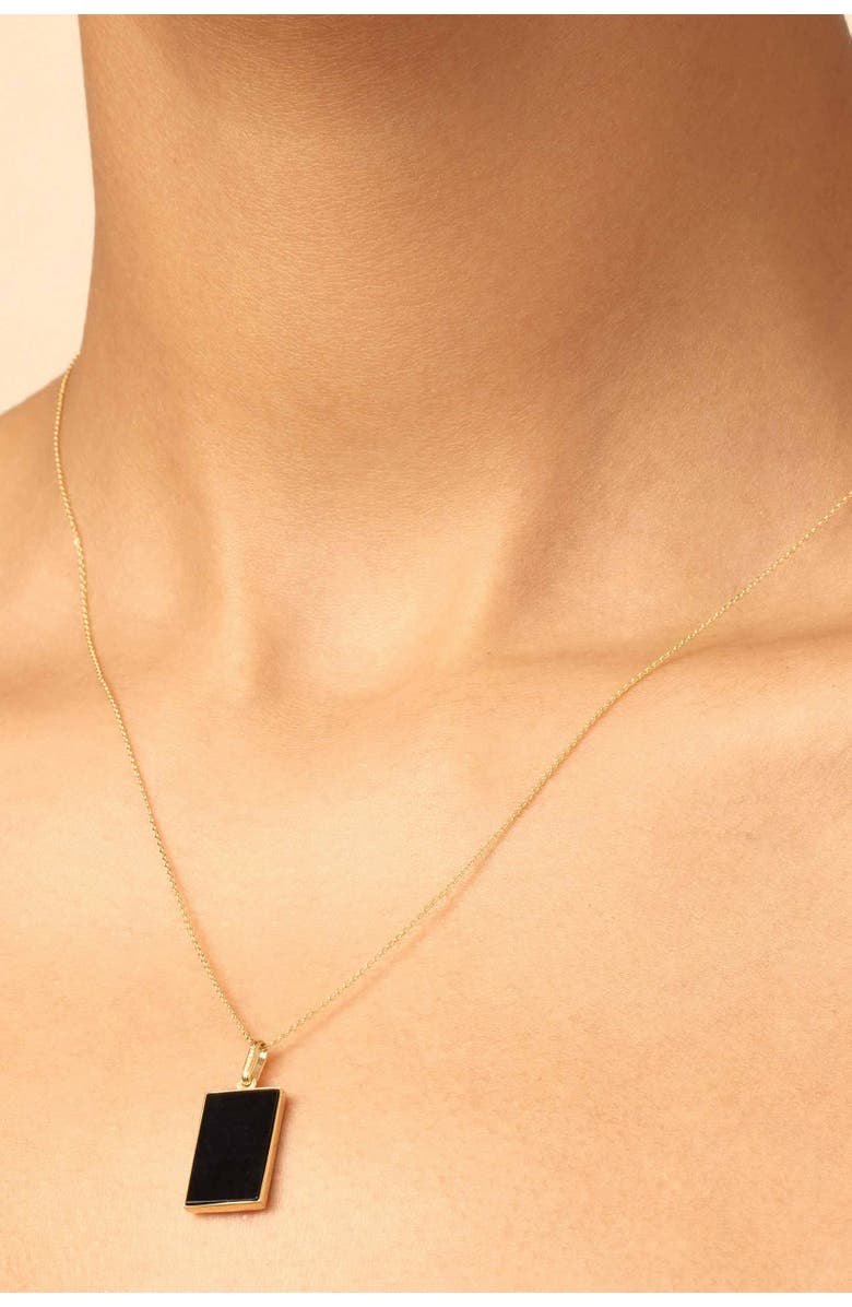Oradina 14K Gold Tag Me Pendant Necklace, Alternate, color, Gold - Black Onyx