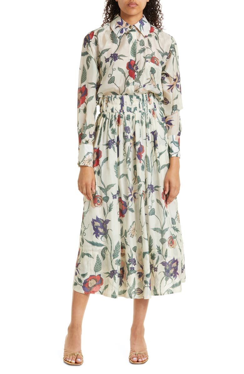 Isla & White Salome Floral Silk Top, Main, color,