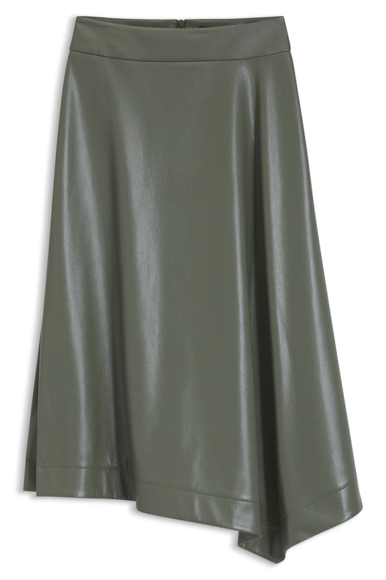 Ventara Faux Leather Midi Skirt, Alternate, color, TEA LEAF