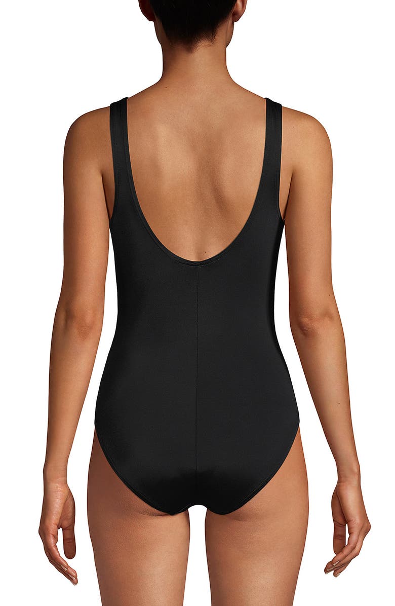 Lands' End Chlorine Resistant High Leg Soft Cup Tugless Sporty One Piece Swimsuit, Alternate, color, 