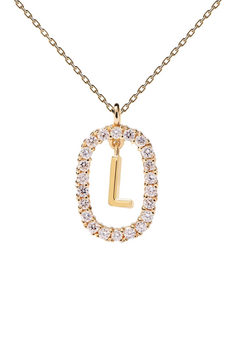 PDPAOLA Diamonds And Gold Letter Necklace, Main, color,