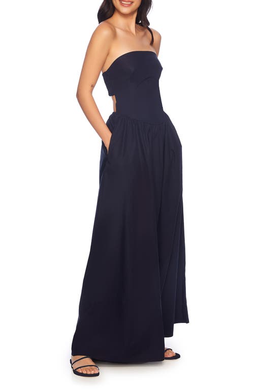 Susana Monaco Drop Waist Strapless Poplin Maxi Dress