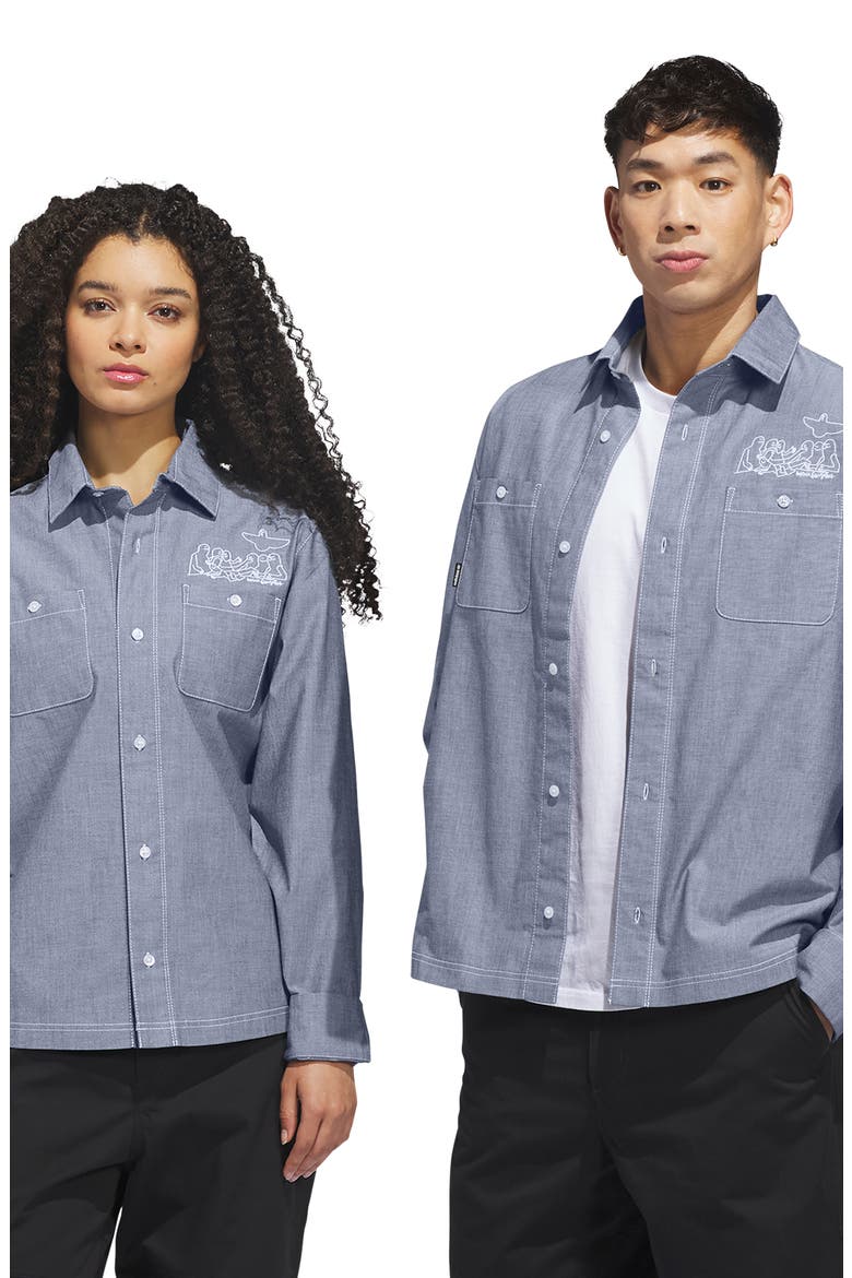 x Mark Gonzales Long Sleeve Button-Up Shirt, Alternate, color, AURORA IVY