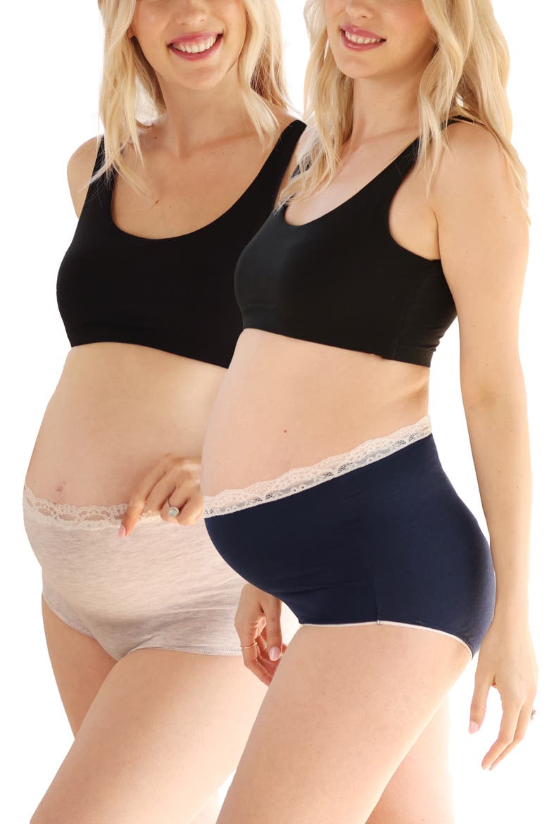 Assorted 2-Pack Maternity Briefs, Alternate, color, NAVY/ GREY