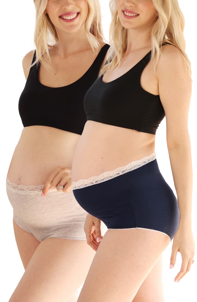 Angel Maternity Assorted 2-Pack Maternity Briefs, Alternate, color, Navy/ Grey