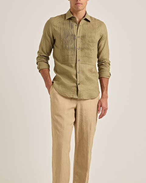 Giles Pleated Tailored-Fit Shirt