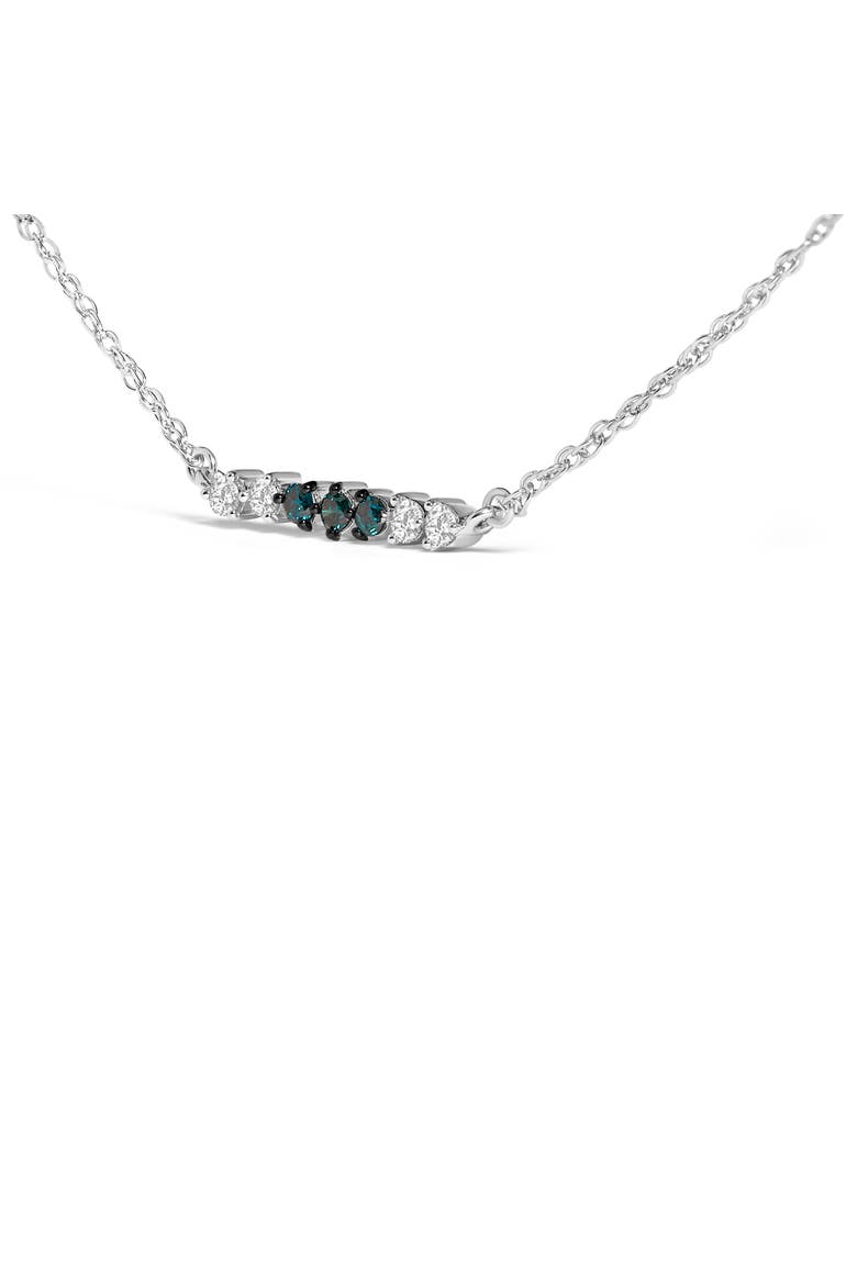 Sterling Silver 1/5 Cttw White and Blue Diamond 6 Stone Bar Necklace, Alternate, color, Silver
