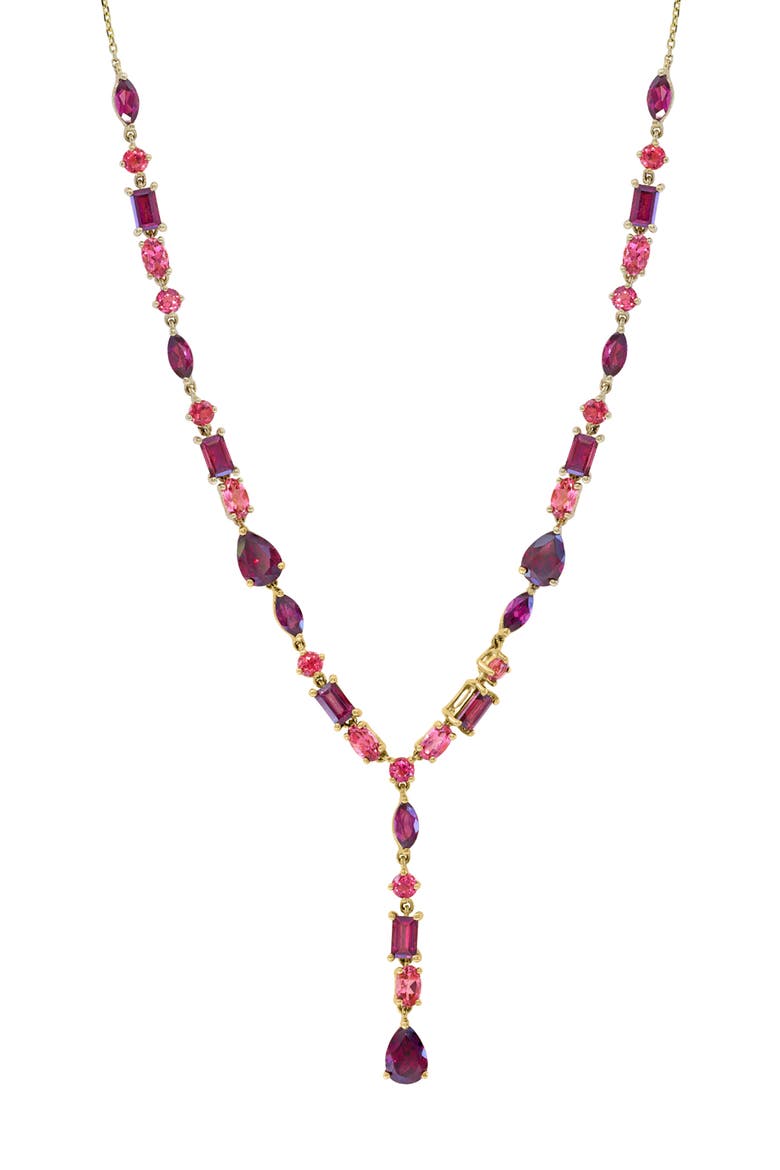 14K Yellow Gold ,Rhodolite,Pink Tourmaline Necklace, Alternate, color, Hematite and FW Blush Pearl
