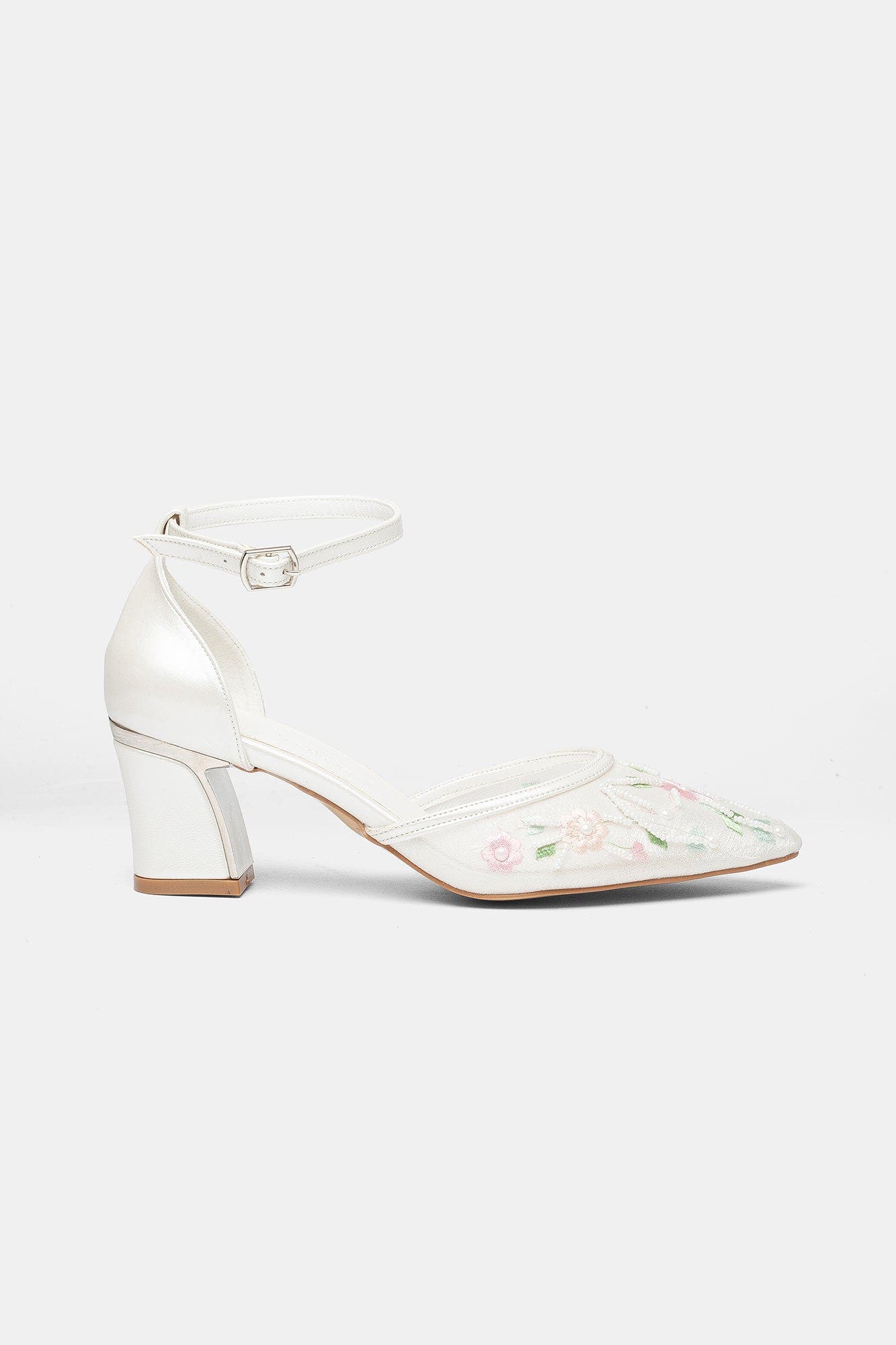 Lorelai Block Heel Embroidered Bridal Pump, Alternate, color, Ivory