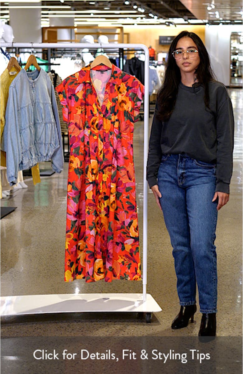 Floral Stretch Cotton Midi Shirtdress, sales video thumbnail