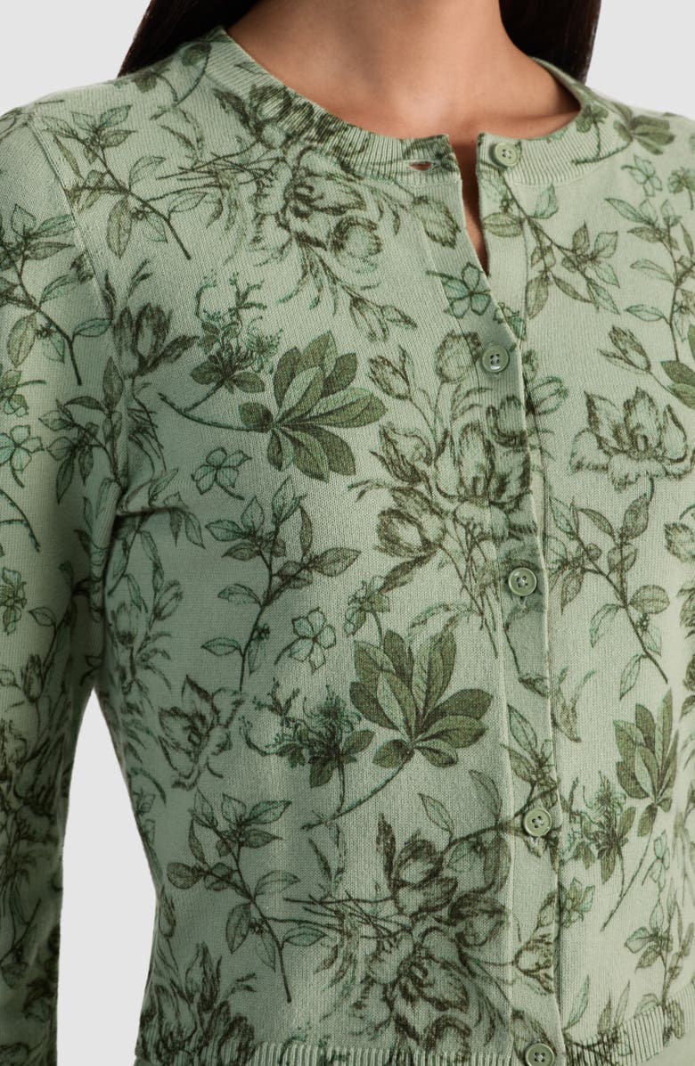 Alice + Olivia Carson Print Crop Cardigan, Alternate, color, Mystic Garden Sage