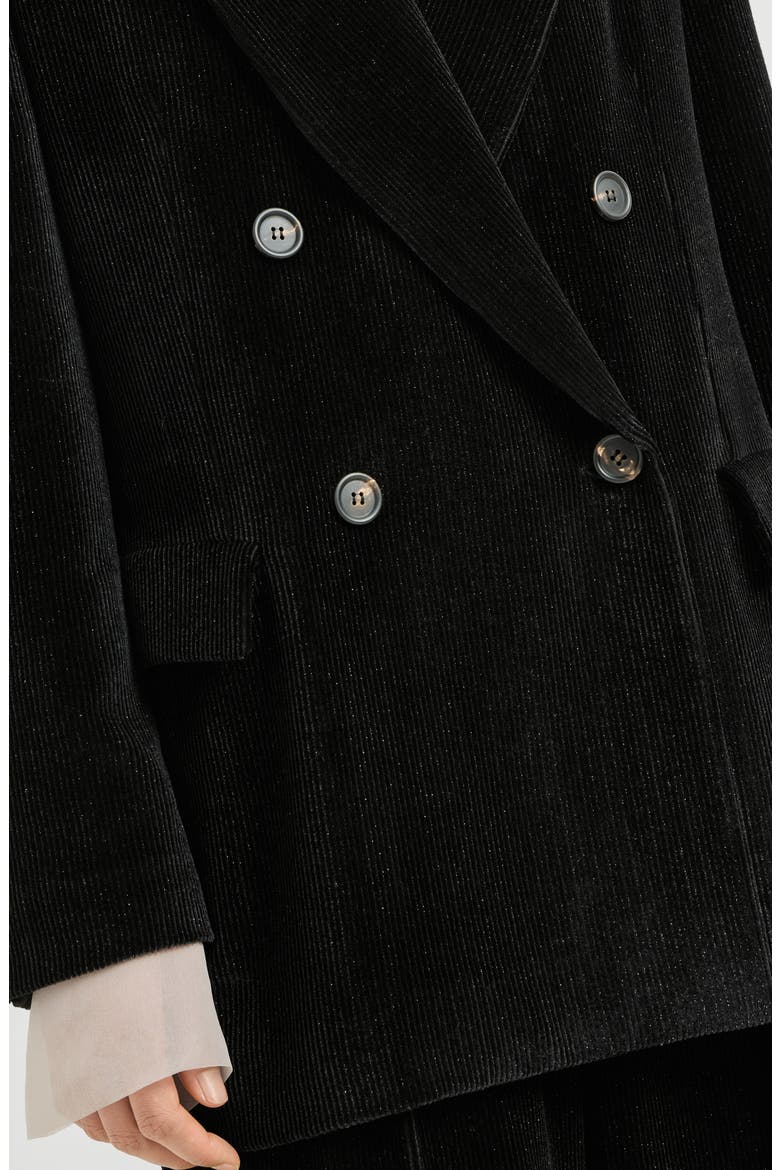 Sparkling corduroy blazer with monili, Alternate, color, Black