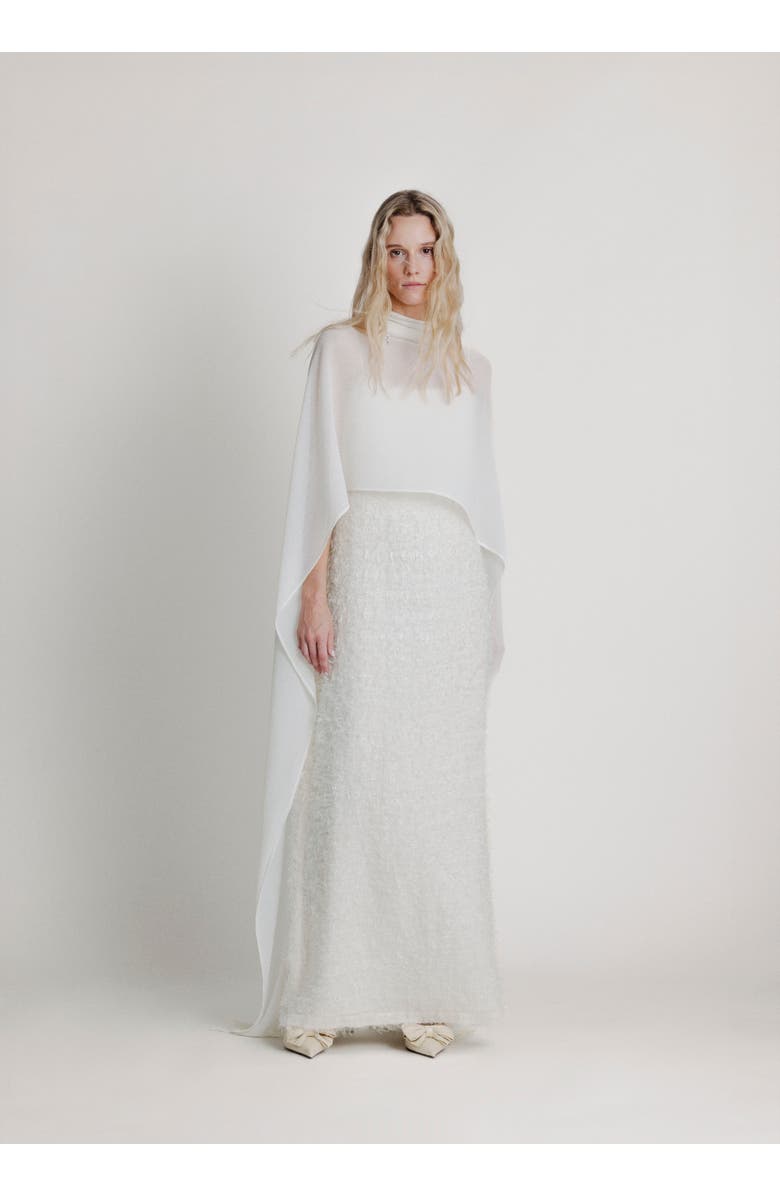 Alas High Neck Bridal Cape, Alternate, color, White