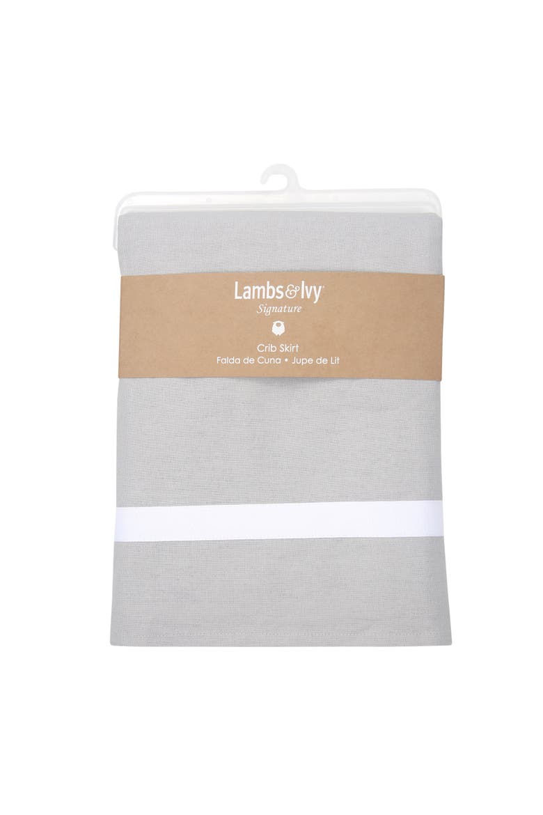 Signature Linen with White Trim 4-Sided Crib Skirt, Alternate, color, Gray