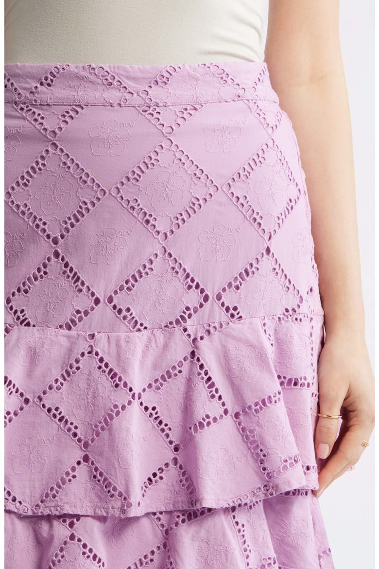Tiered Eyelet Embroidered Maxi Skirt, Alternate, color, PINK GALE