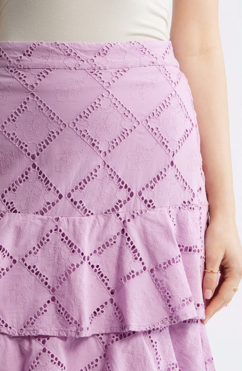 Treasure & Bond Tiered Eyelet Embroidered Maxi Skirt, Alternate, color, Pink Gale