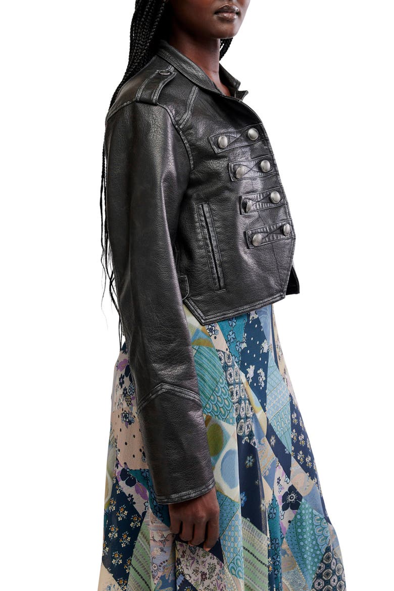 Ryland Faux Leather Band Jacket, Alternate, color, BLACK