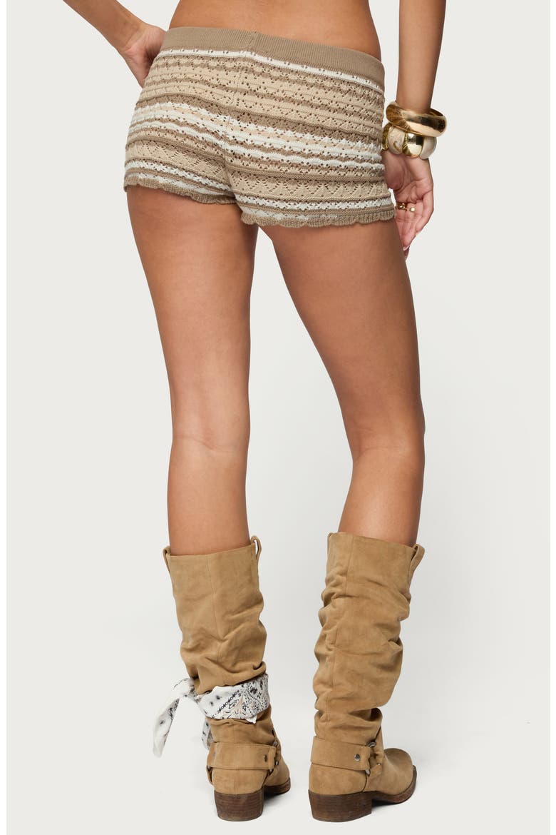 Daphnie Stripe Pointelle Stitch Cotton Shorts, Alternate, color, BEIGE