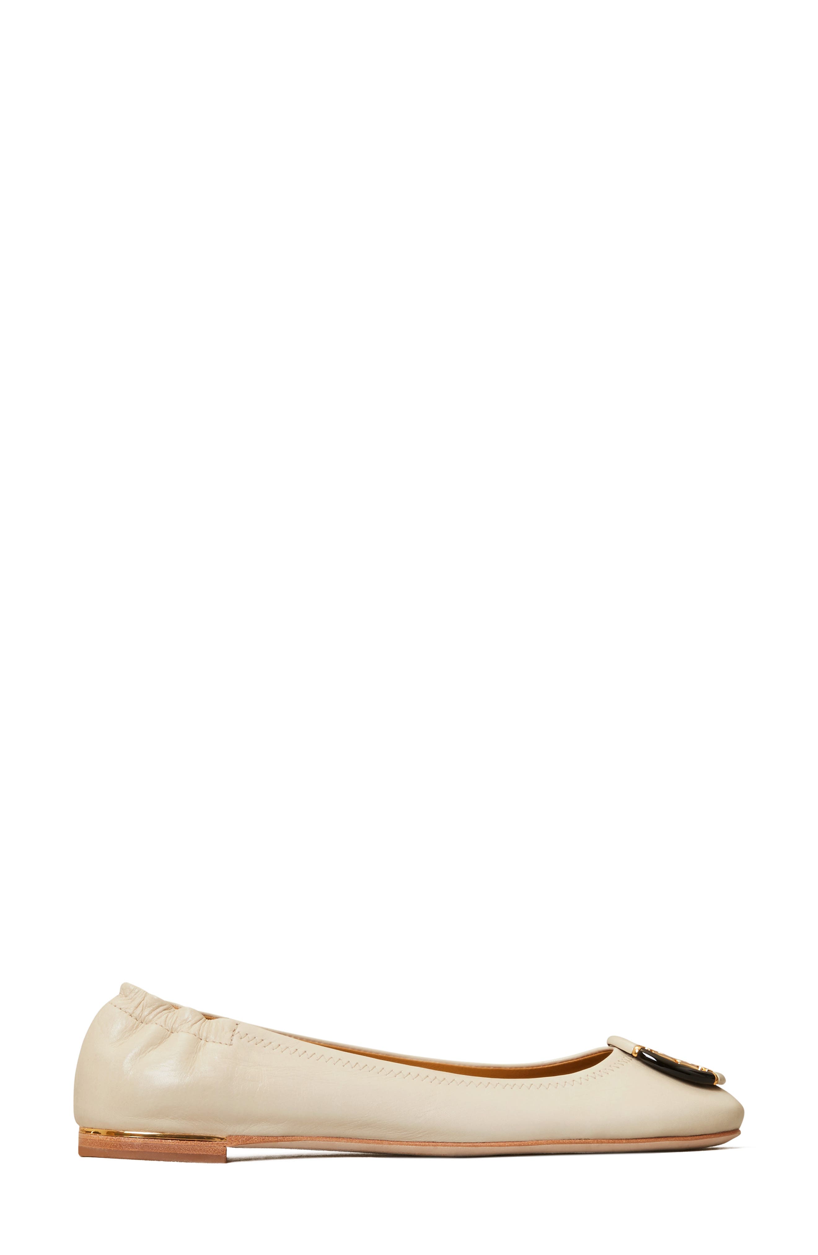 Tory Burch Multi Logo Ballet Flat, Alternate, color, Rice Paper