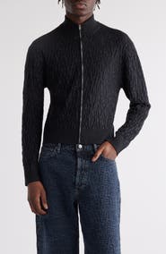 Acne Studios Debossed Zip-Up Wool Cardigan