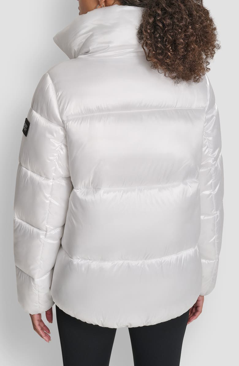 DKNY Oversize Collar Quilted Puffer Jacket, Alternate, color, Liq Wht