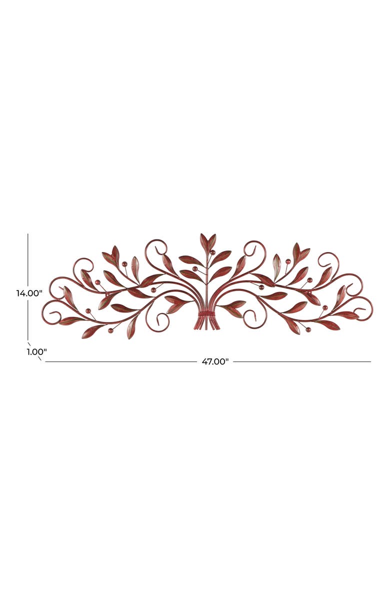 UMA Filigree Leaf Wall Decor, Alternate, color, Dark Red