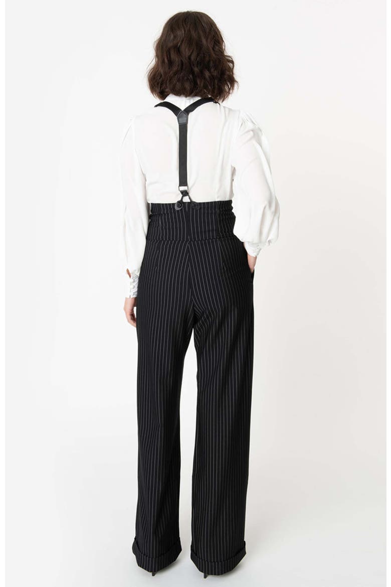 Thelma High Waist Suspender Pants, Alternate, color, Black & White Pin Stripe